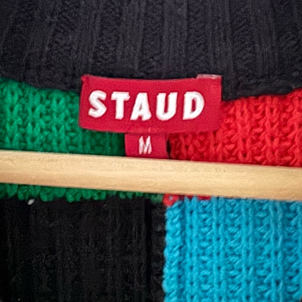 Staud Hampton Sweater Med Chunky Cotton Cabana Stripe Oversized Preppy Colorful - Picture 12 of 12